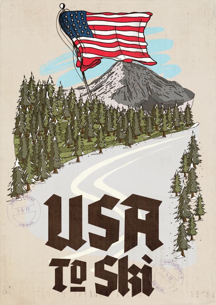 USA Ski Mountain Flag by Nicholas — canvas wall art