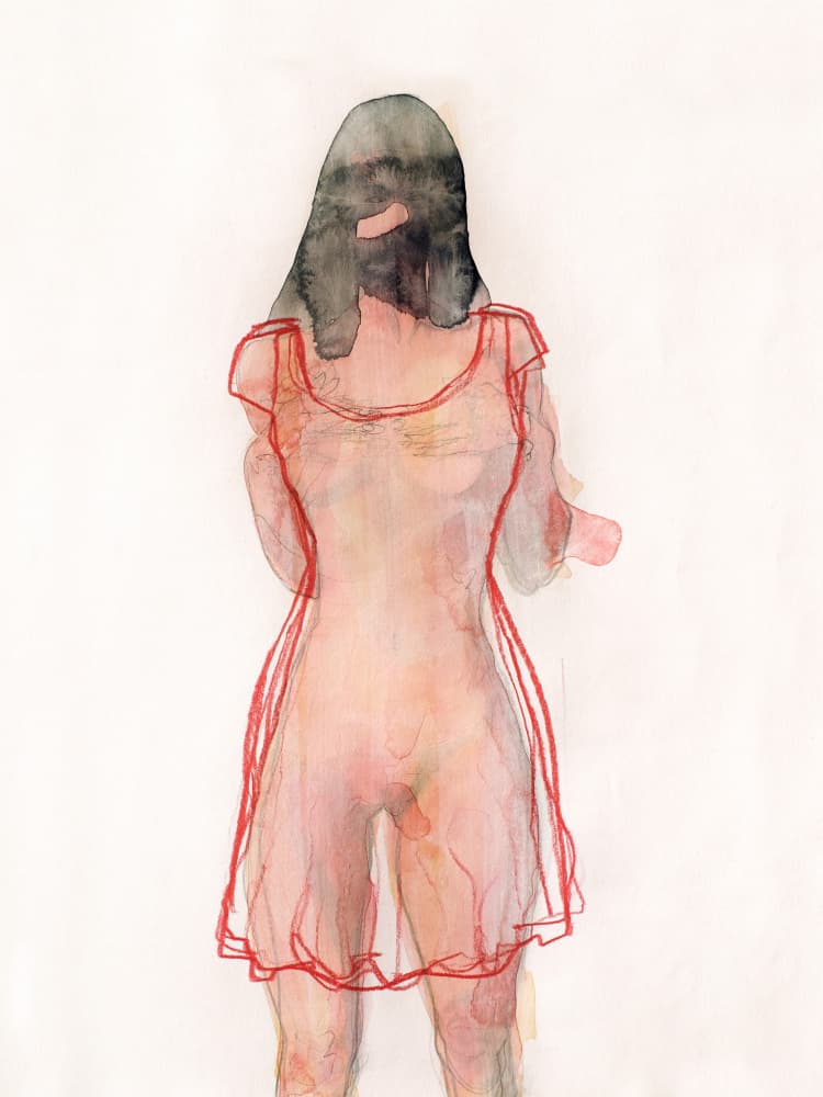 Woman in Red Sheer by Joshua Hoskins — canvas wall art