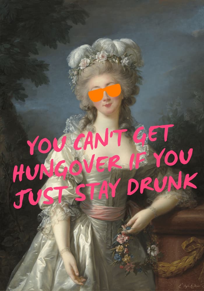 Stay Drunk Lady by Athene Fritsch — canvas wall art
