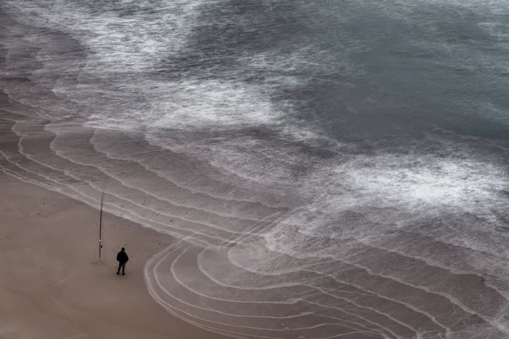 Solitary Fisher Shoreline by Jesus Concepcion Alvarado — canvas wall art