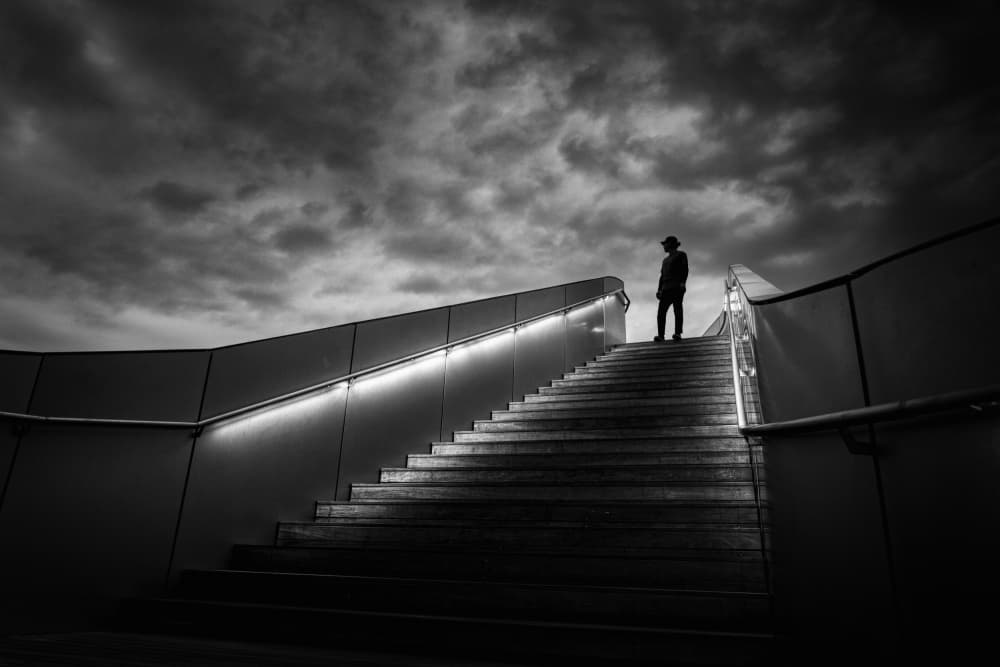 Solitary Figure Ascending by Wanjae Choi — canvas wall art