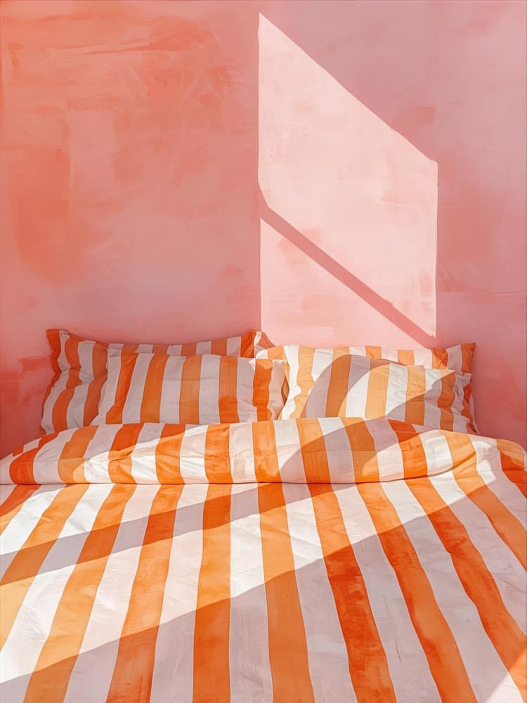 Sunny Striped Bed by Ohkimiko — canvas wall art