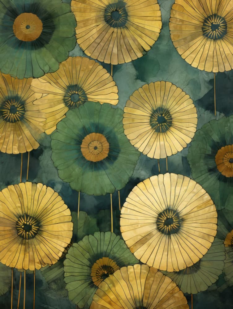 Golden Green Lotus Bloom by Bilge Paksoylu — canvas wall art