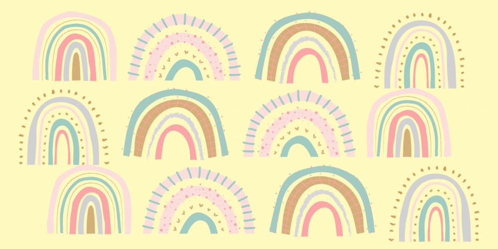 Boho Pastel Rainbows by Sue Skellern — canvas wall art