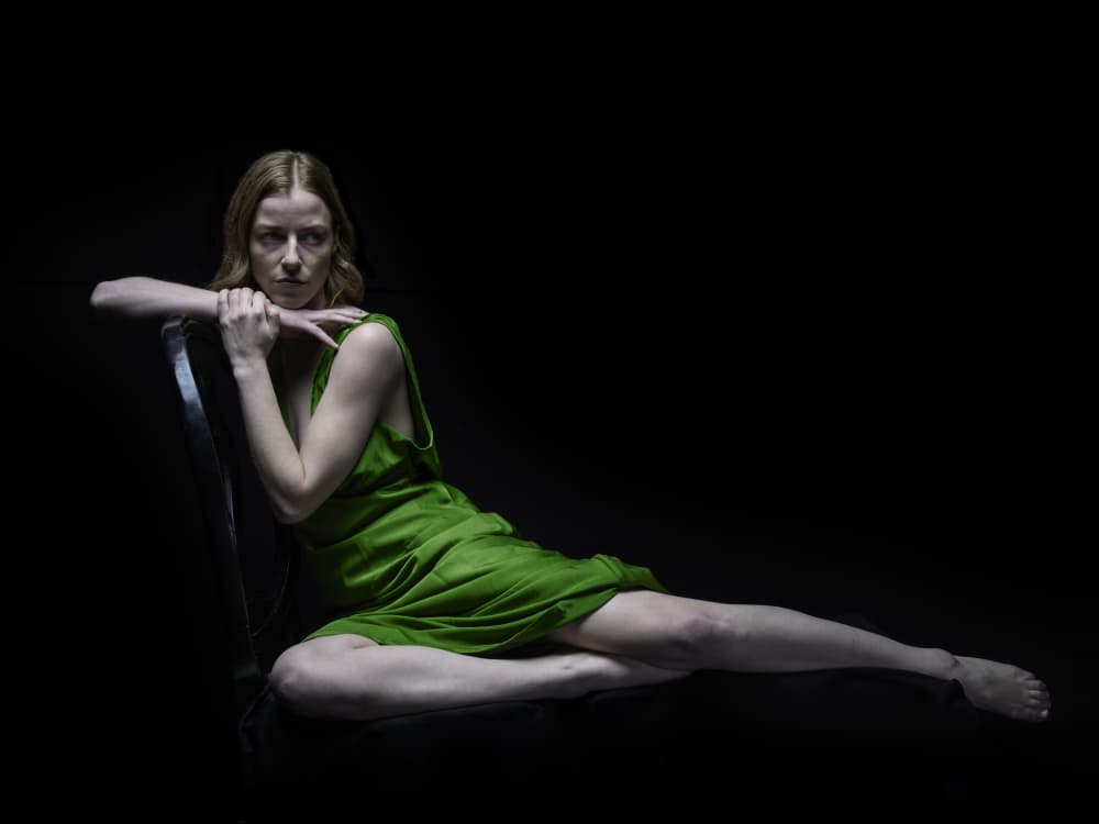 Pensive Woman In Green by Sam SDFMedia — canvas wall art