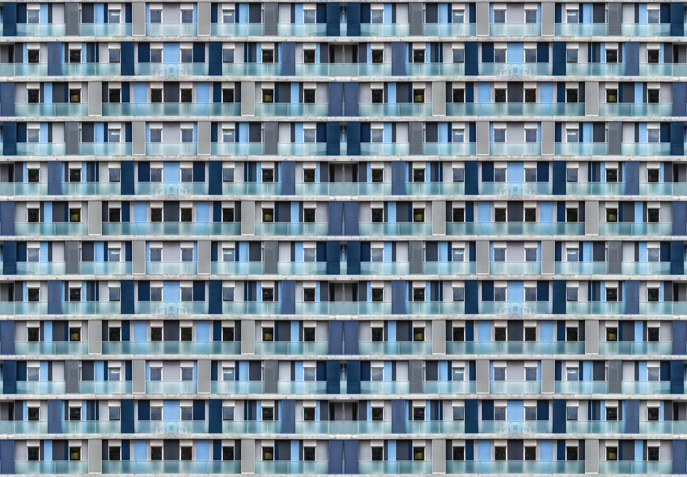 Urban Blue Facade Pattern by Jois Domont ( J.L.G.) — canvas wall art