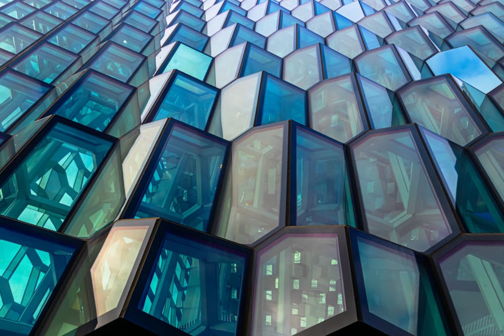 Blue Glass Architecture by Gila Koller — canvas wall art