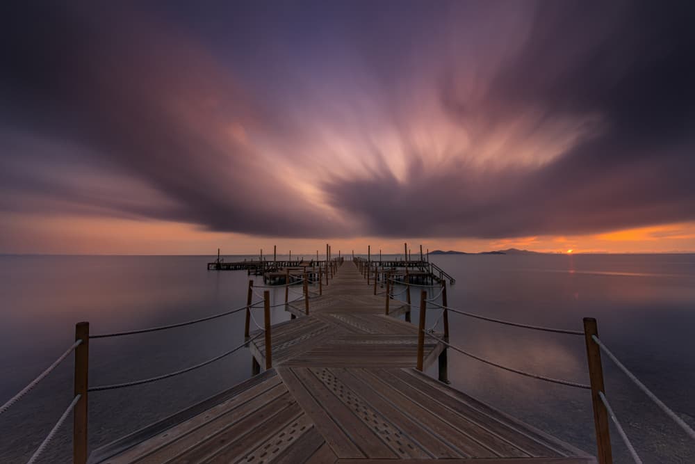 Dramatic Pier Sunset by Jose Antonio Triviño Sanchez — canvas wall art