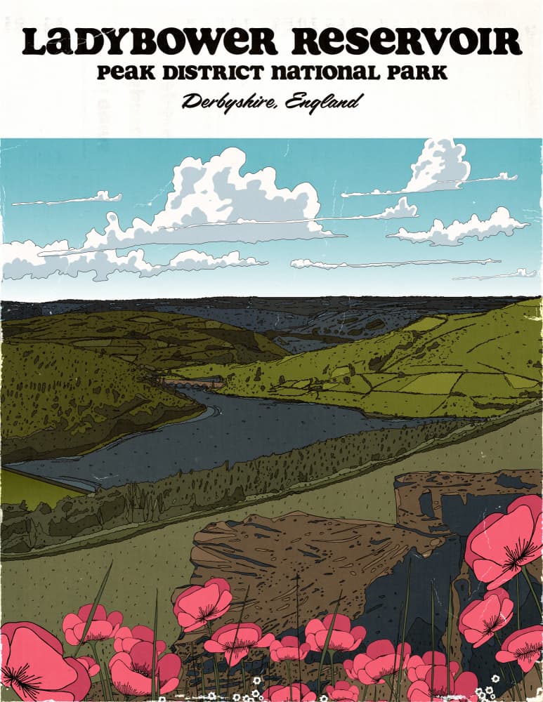 Ladybower Reservoir Poppies by Nicholas — canvas wall art