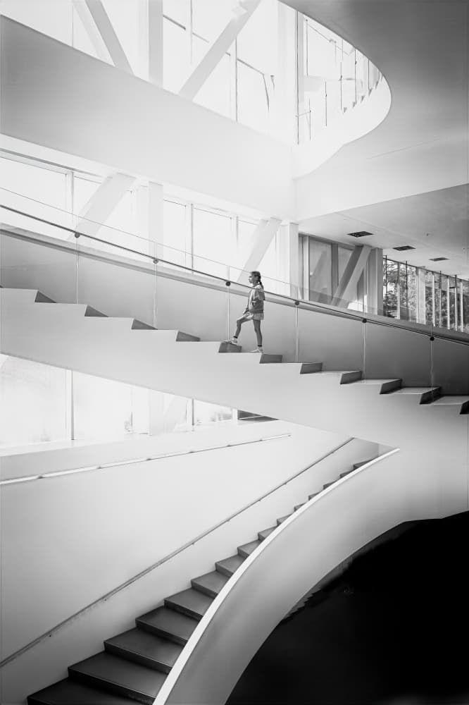 Girl Ascending Stairs by Michel Groleau — canvas wall art