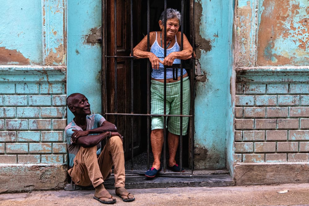Smiling People Street Scene by Ali Khataw — canvas wall art