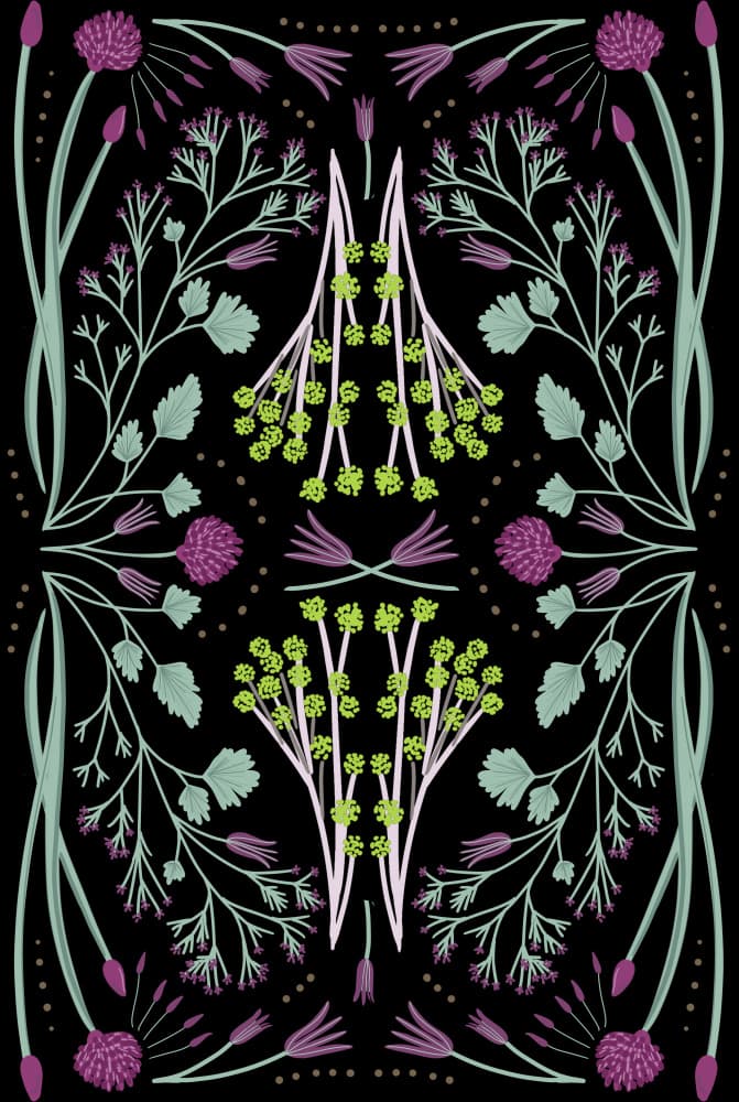 Folk Mirrored - Blue and Green by Anis Illustration — canvas wall art