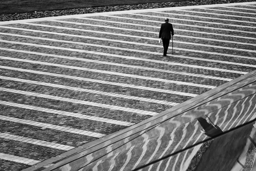 Solitary Walk on Stripes by Jeroen van de Wiel — canvas wall art