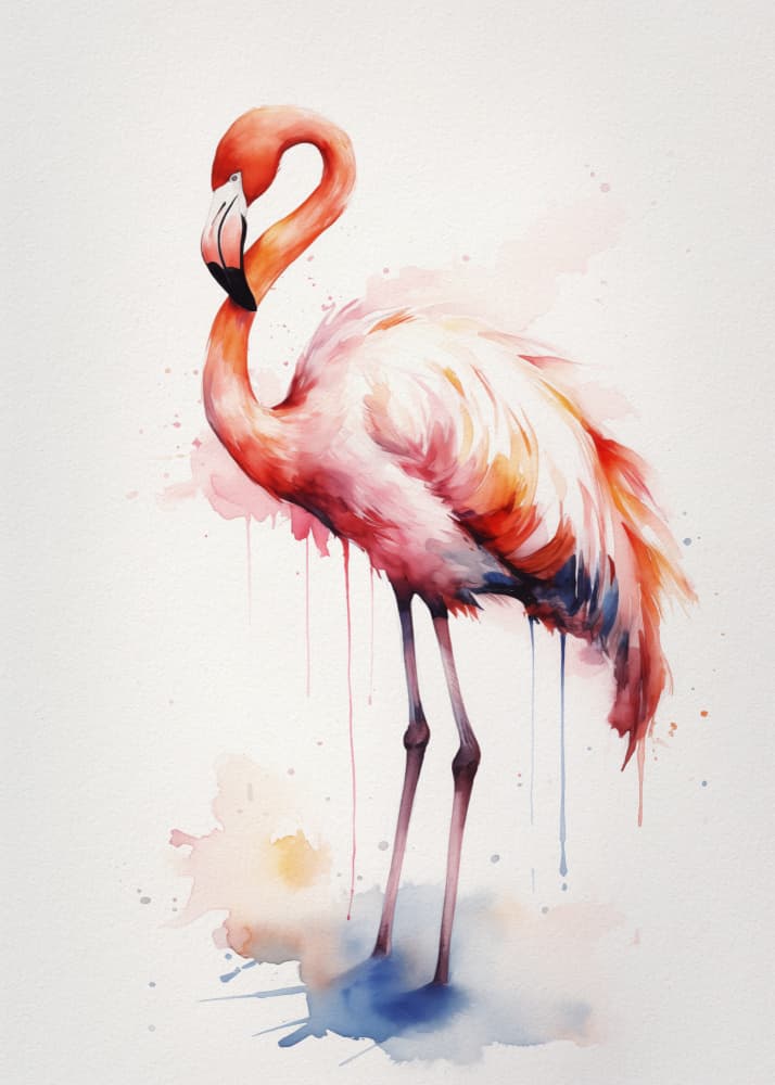 Vibrant Flamingo Watercolor by Andreas Magnusson — canvas wall art