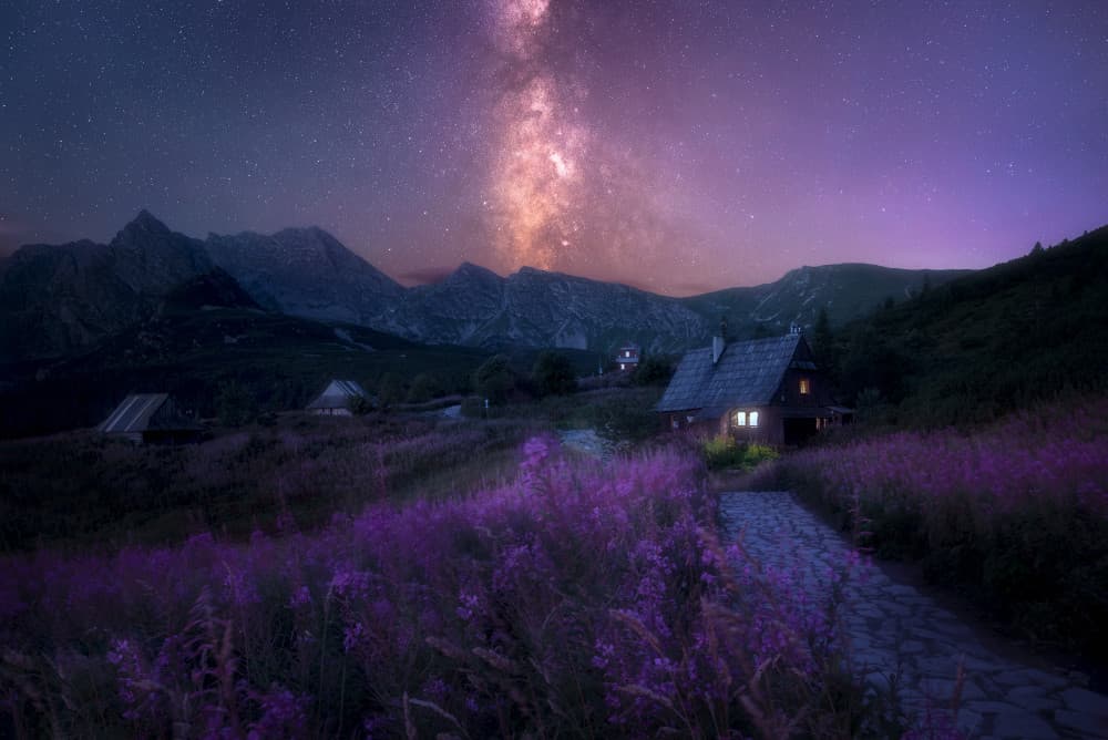 Milky Way Cabin Night by Martin Morávek — canvas wall art