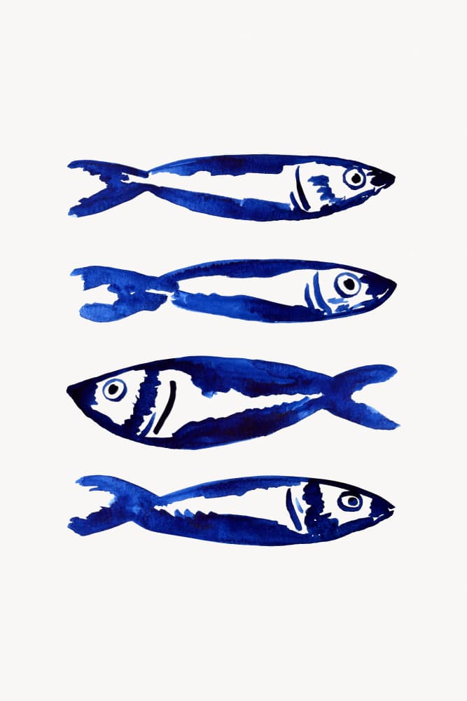 Coastal Blue Fish by Karen Menzenbach — canvas wall art