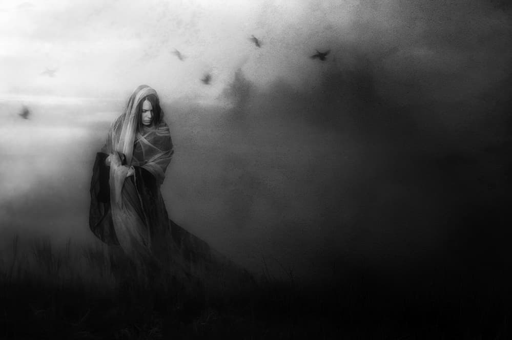 Haunting Veiled Woman by Charlaine Gerber — canvas wall art