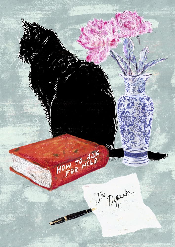 Black Cat's Difficult Question by Katariina Kosunen — canvas wall art