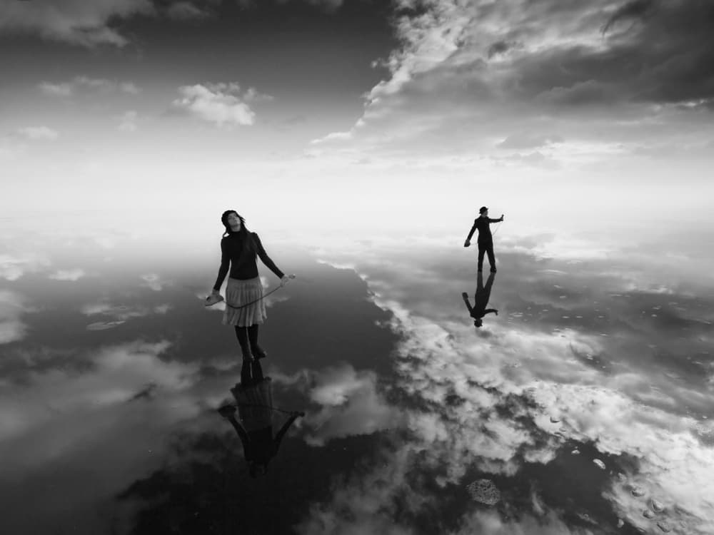 Distant Figures Reflections by Leszek Paradowski — canvas wall art
