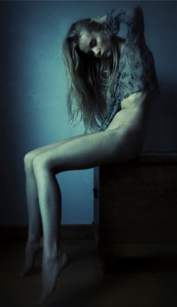 Pensive Blue Nude by kenp — canvas wall art