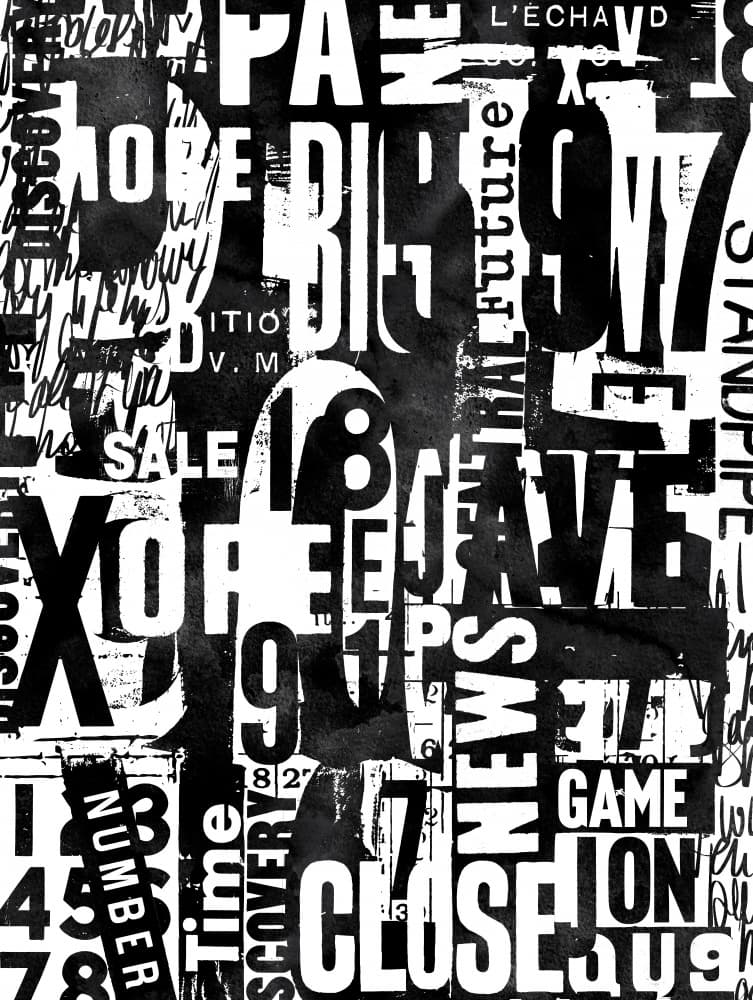 Distressed Typographic Layers by Andrea Haase — canvas wall art