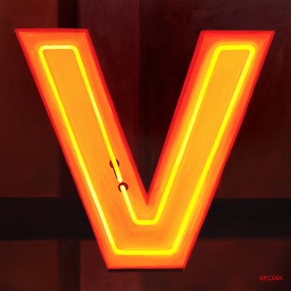 Glowing Neon V by Amanda Hope Cook — canvas wall art
