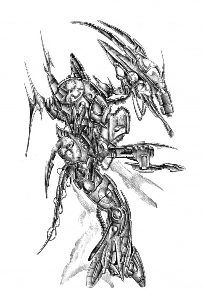 Science Fiction Cyborg Art Drawing Sketch 118 by Kulik — canvas wall art