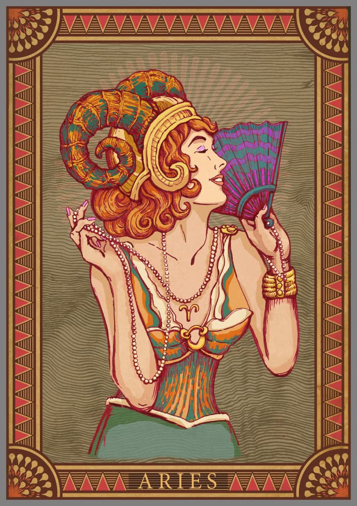 Aries Art Deco Woman by Olga Galeeva — canvas wall art