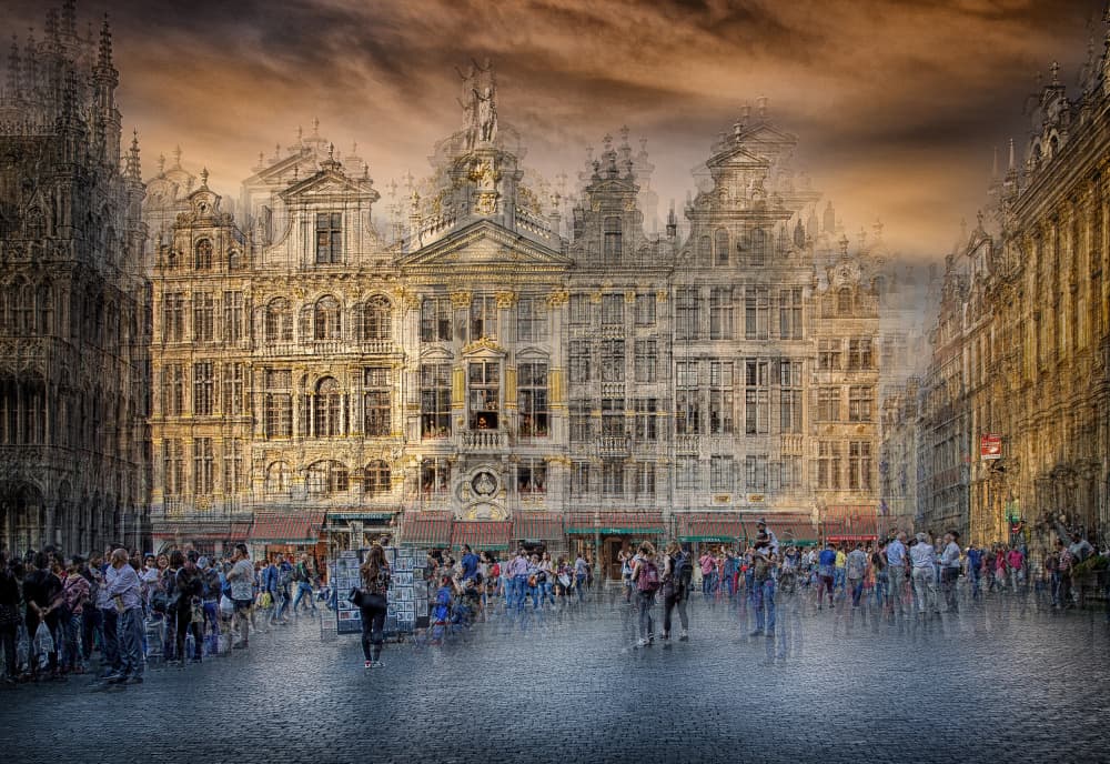 Grand European City Square by C.S. Tjandra — canvas wall art