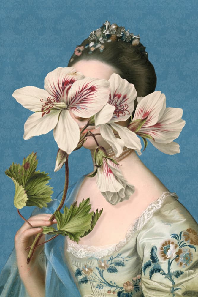 Elegant Floral Portrait by Marja van den Hurk — canvas wall art