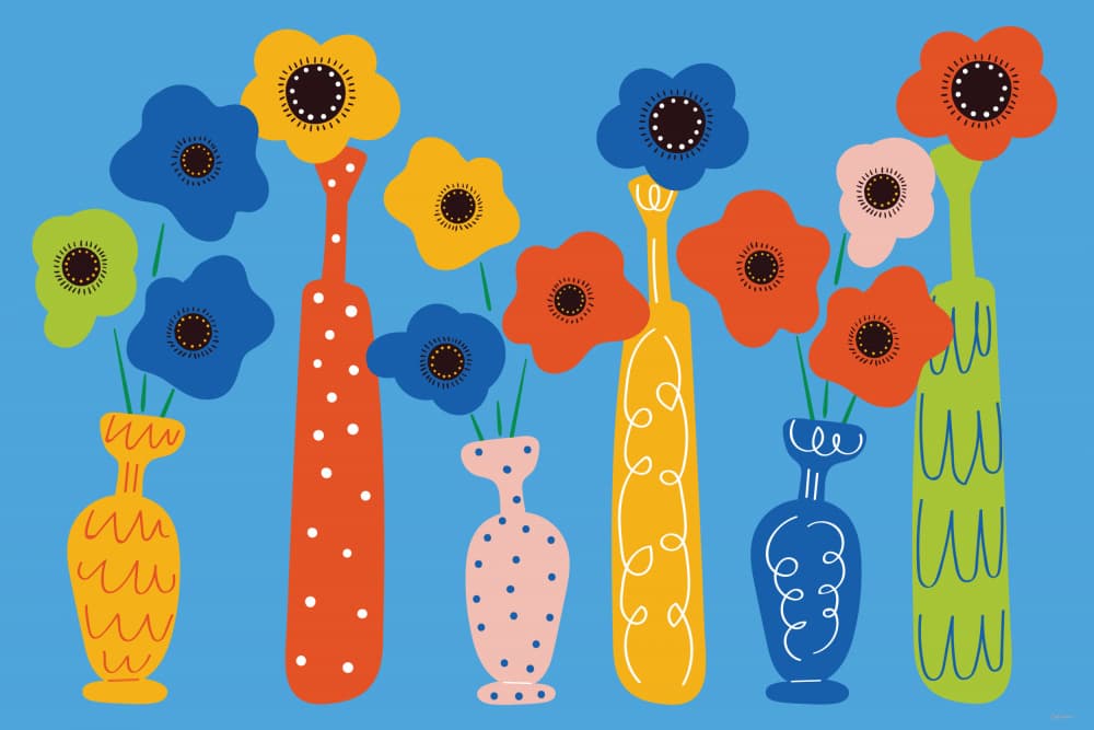 Colorful Flower Vases by Sue Skellern — canvas wall art