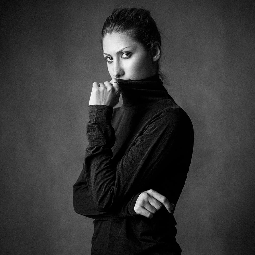 Intense Turtleneck Portrait by Amin Hamidnezhad — canvas wall art