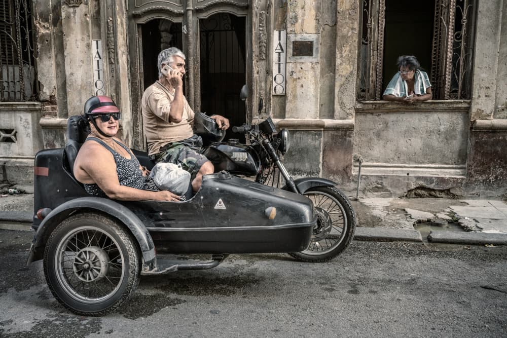 Havana Sidecar Couple by Trevor Cole — canvas wall art