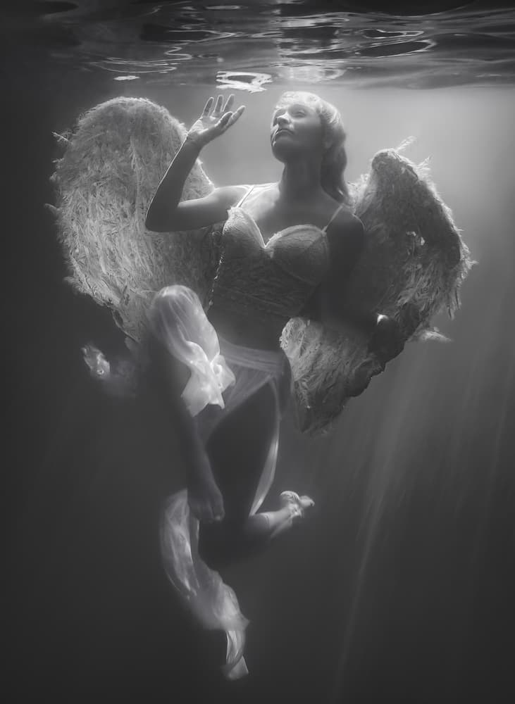 Ethereal Underwater Angel by Paolo Lazzarotti — canvas wall art