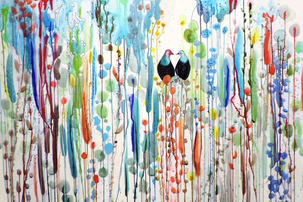 Whimsical Garden Birds by Sylvie Demers — canvas wall art