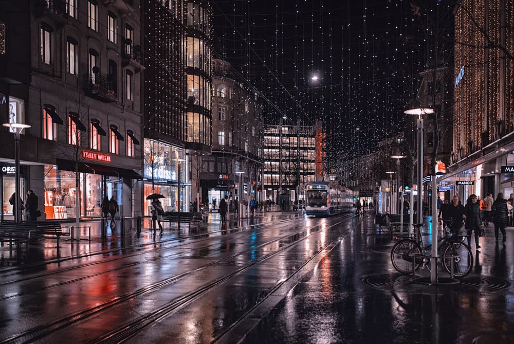 Rainy City Night by C.S. Tjandra — canvas wall art