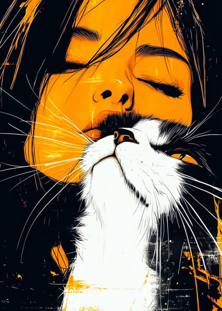 Feline Love Embrace by Justyna Jaszke — canvas wall art