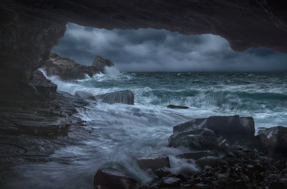 Stormy Ocean Cave by Paolo Lazzarotti — canvas wall art