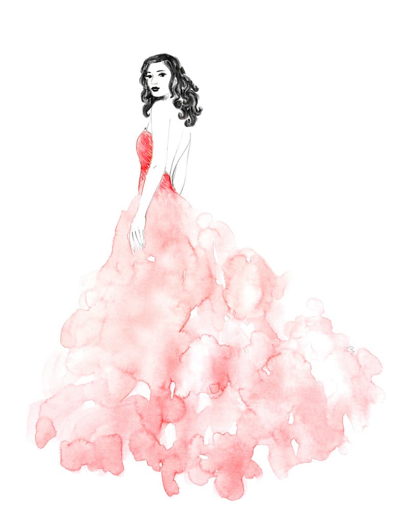 Glamorous Red Gown by Rosana Laiz Blursbyai — canvas wall art