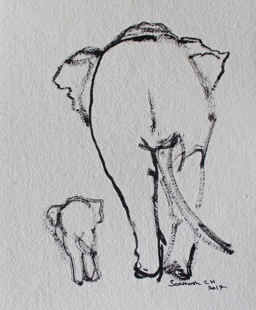 Elephant Family Walk by Santhosh ch — canvas wall art