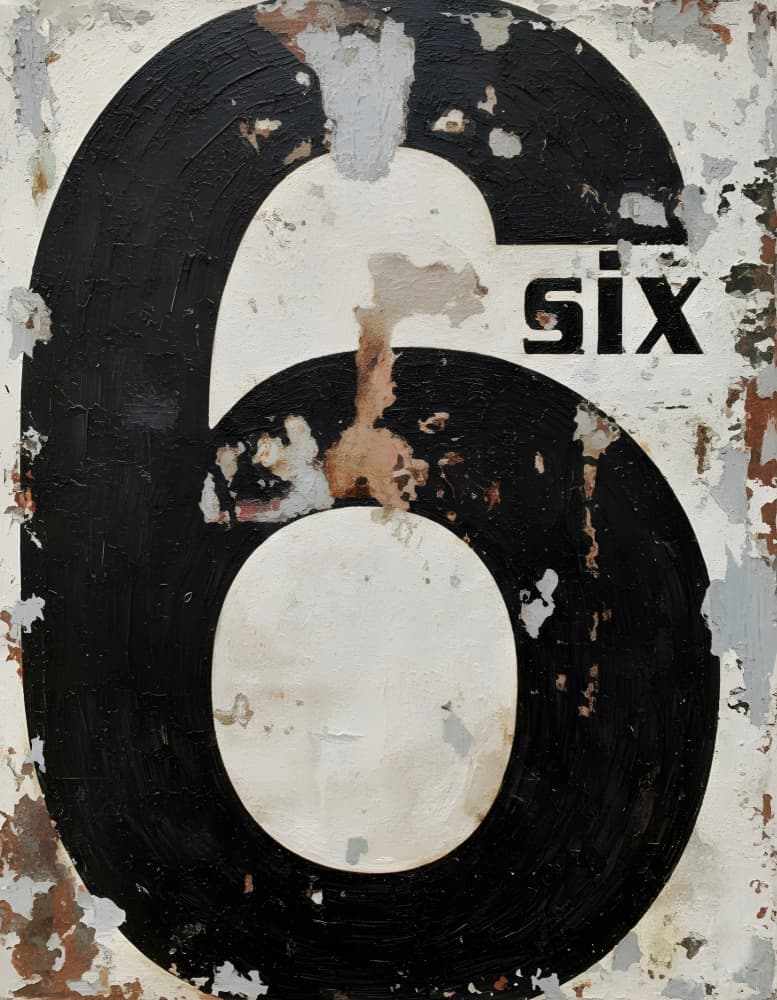 Distressed Number Six by HUGO — canvas wall art