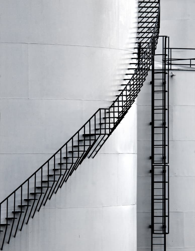 Industrial Staircase Shadows by Leon — canvas wall art