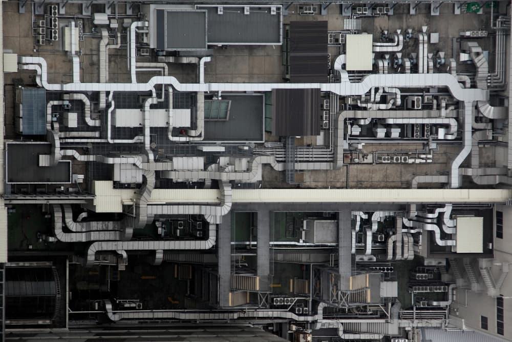 Industrial Rooftop Grid by Koji Tajima — canvas wall art