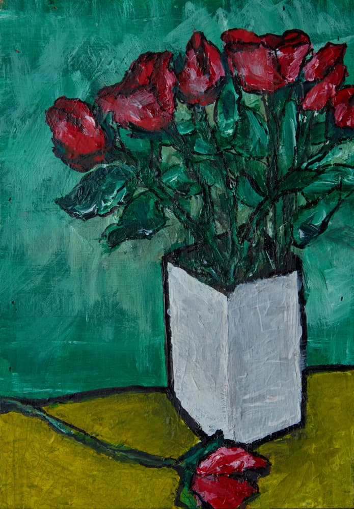 Red Roses Still Life by Dale Hefer — canvas wall art