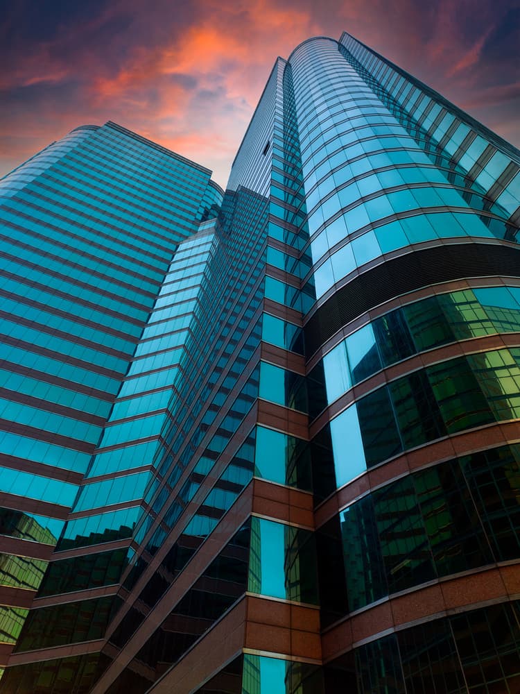 Skyscraper Sunset Glow by Fabrizio Massetti — canvas wall art