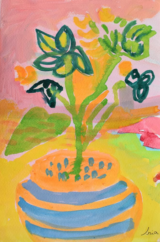 Happy Potted Flowers by Iria Fernandez — canvas wall art