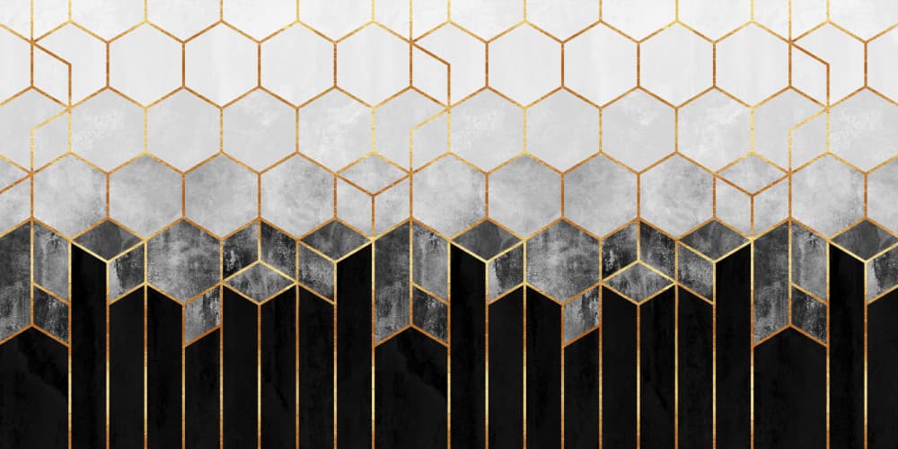 Modern Gold Hexagons by Elisabeth Fredriksson — canvas wall art