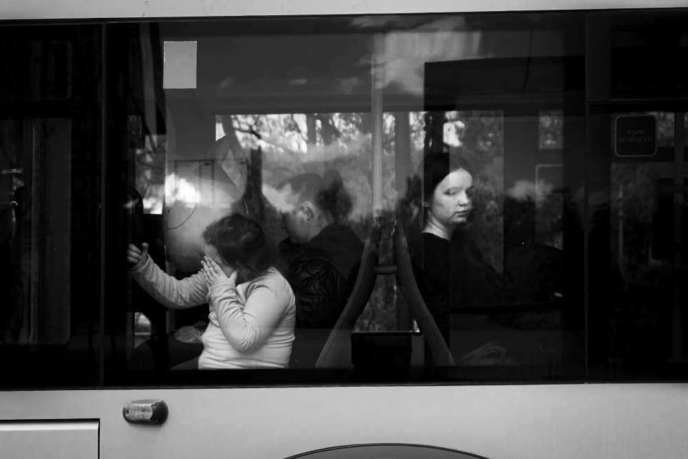 Reflections on a Bus by Alin Federiga — canvas wall art