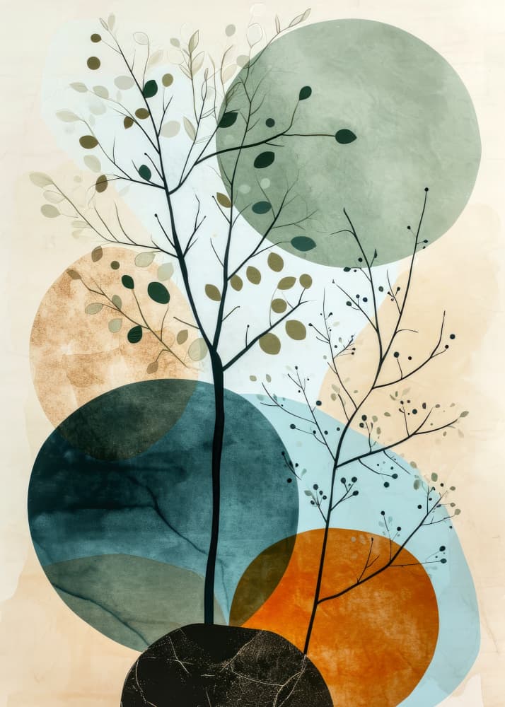 Earthy Botanical Circles by Justyna Jaszke — canvas wall art