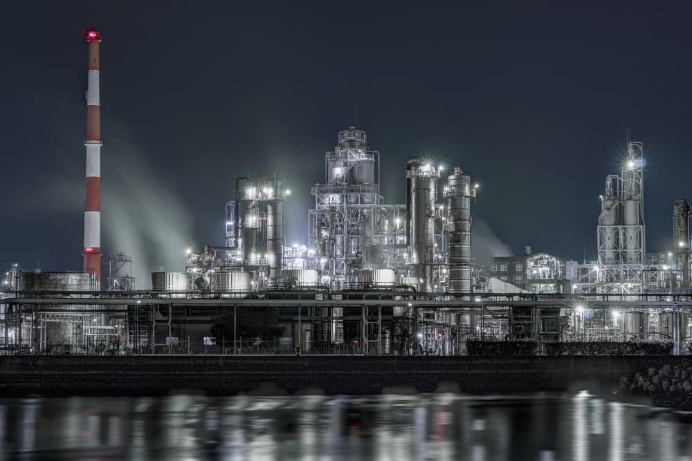 Industrial Nightscape by Tomoshi Hara — canvas wall art